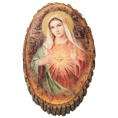 12.25&quot;H IMMACULATE HEART WOOD PLAQUE