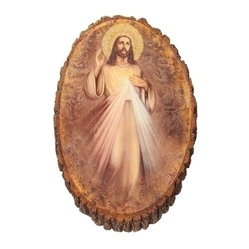 12.25&quot;H DIVINE MERCY WOOD PLAQUE