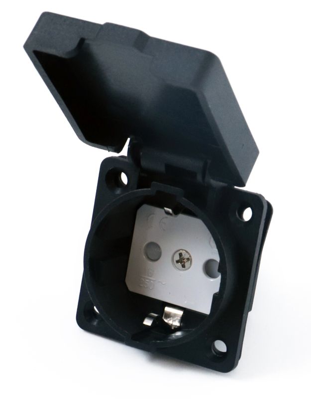 HOLZER Anbausteckdose Deckel Rechteck IP44 - Schwarz