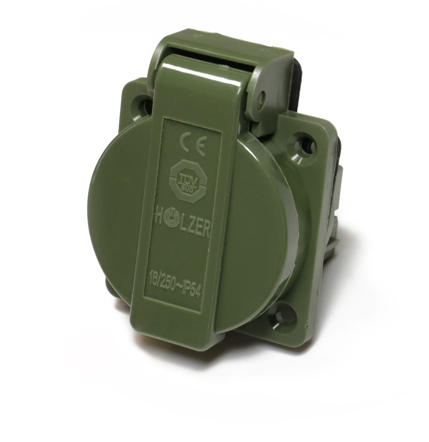HOLZER Anbausteckdose IP54 - Olive Grün (RAL 6003)