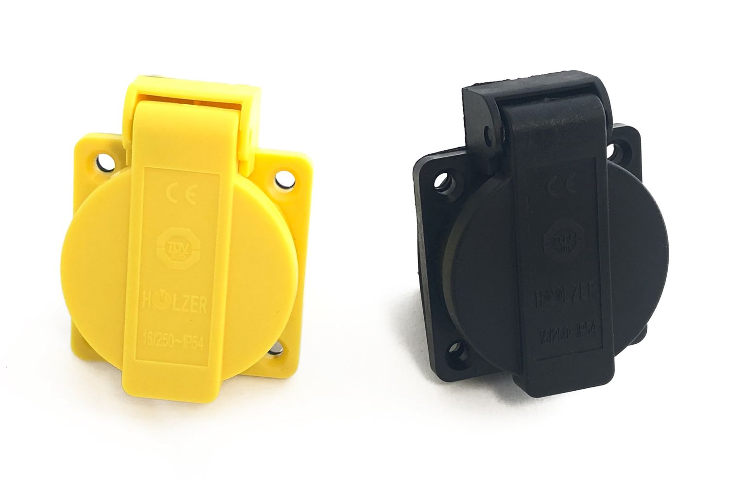 HOLZER Anbausteckdose IP54 - 4x Schwarz / 4x Gelb