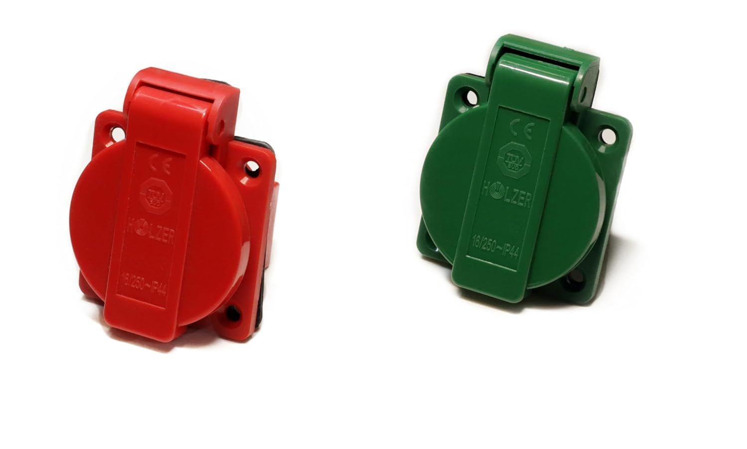 HOLZER Anbausteckdose IP44 - (4x Rot / 4x Grün)