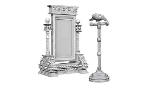 WizKids Deep Cuts Unpainted Miniatures: W5 Mirror &amp; Bird on Stand