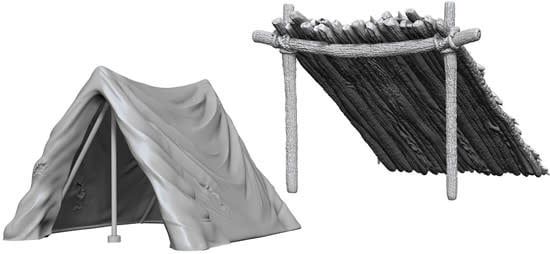 WizKids Deep Cuts Unpainted Miniatures: W10 Tent &amp; Lean-To