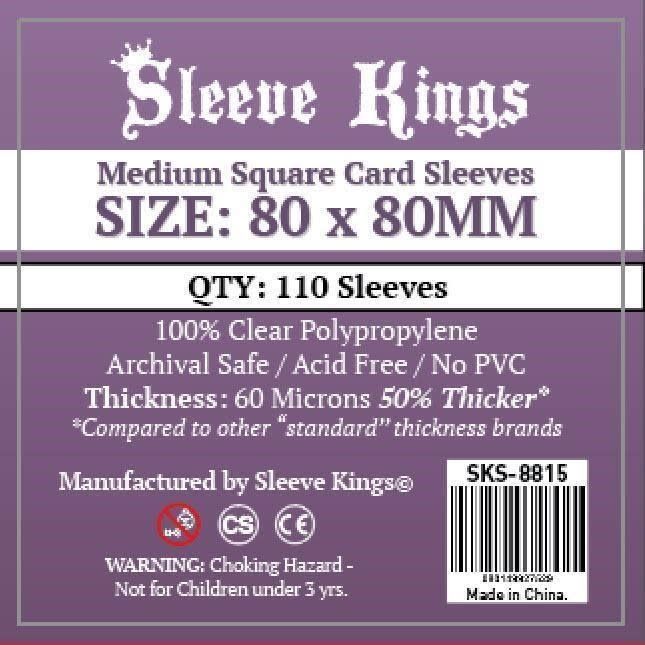 Sleeves: Medium Square Sleeves 60 Microns 80mm x 80mm (110)