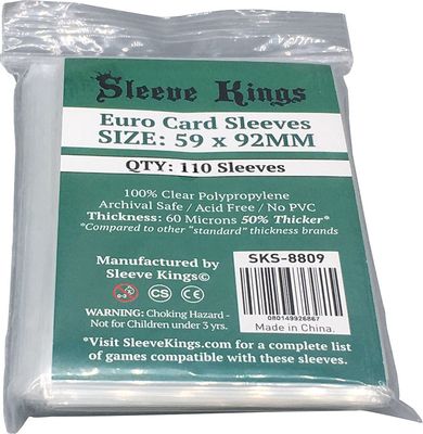 Sleeves: Euro Sleeves 60 Microns 59mm x 92mm (110)