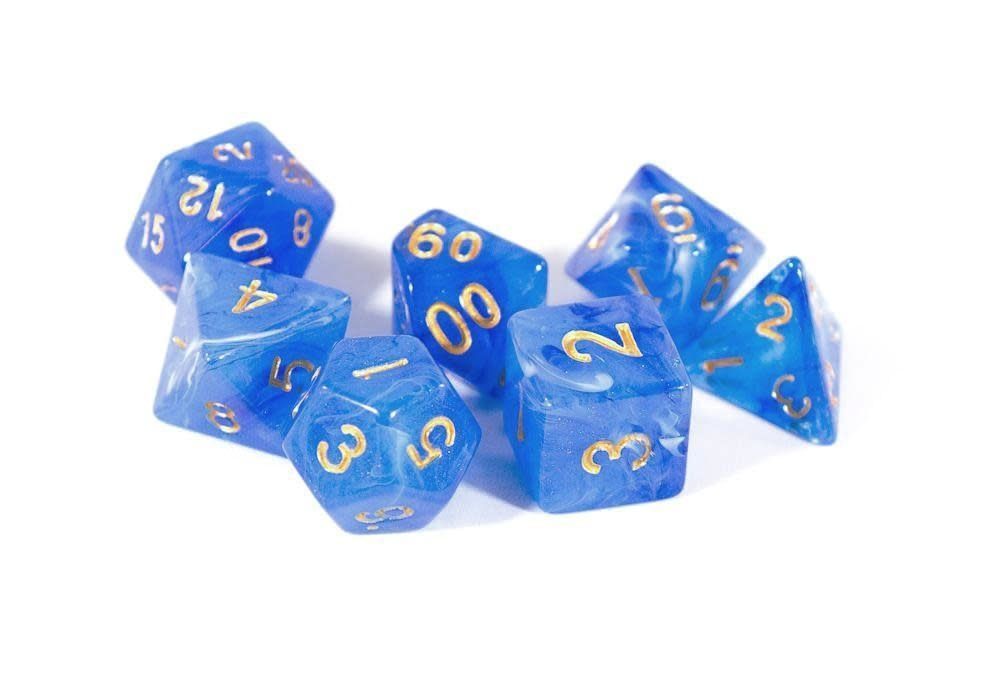 RPG Dice Set: 7 Set Vortex: Poly Blue/Gold