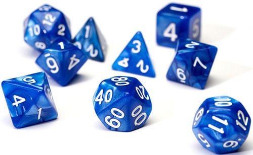 RPG Dice Set (7): Pearl Blue Acrylic