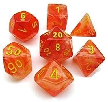 RPG Dice Set (7): Ghostly Glow Orange and Yellow