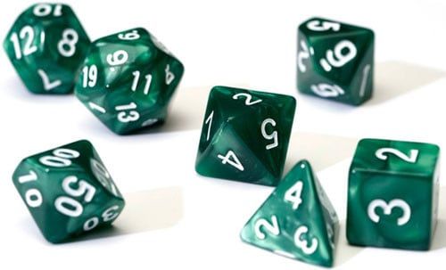 RPG Dice Set (7): Pearl Green Acrylic