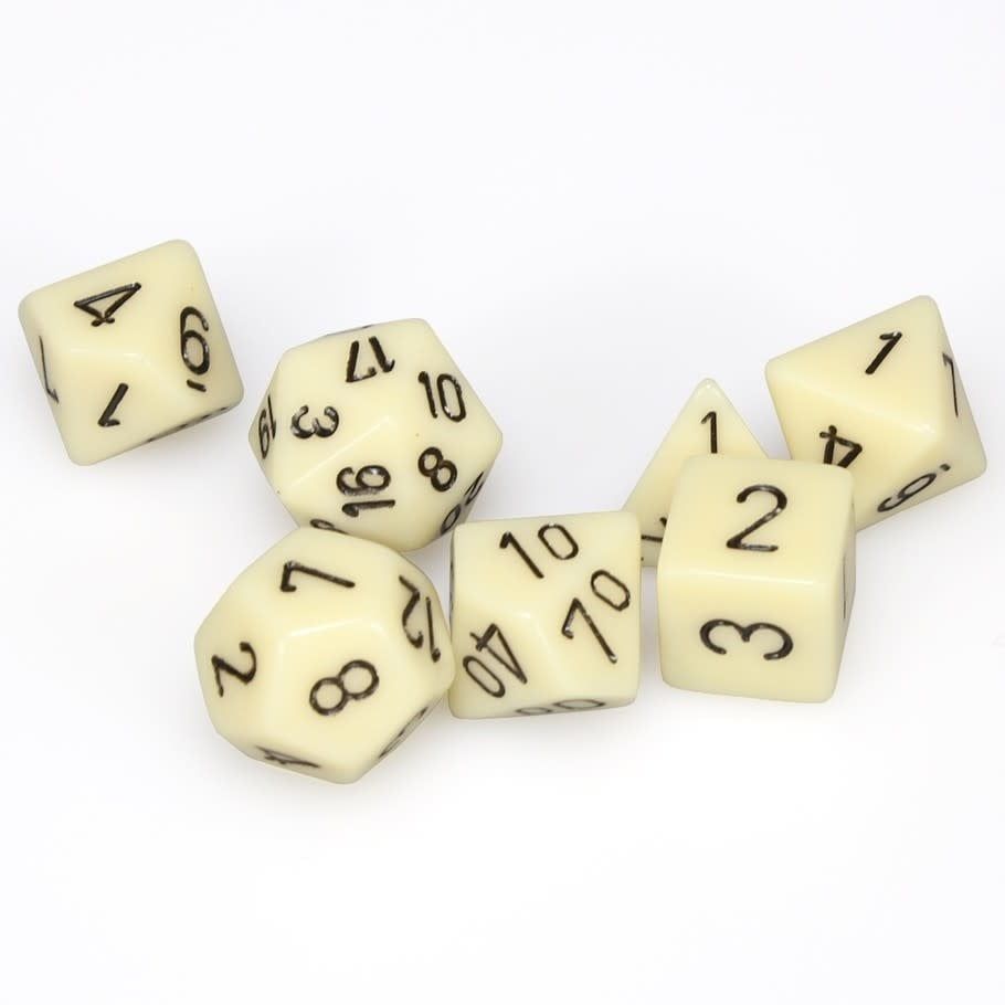 RPG Dice Set (7): Opaque Ivory/Black