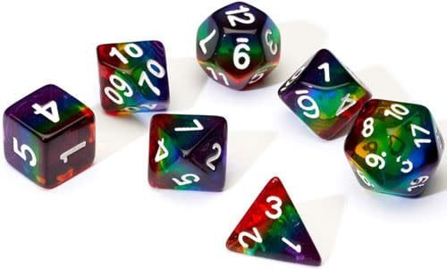RPG Dice Set (7): Rainbow Translucent Resin
