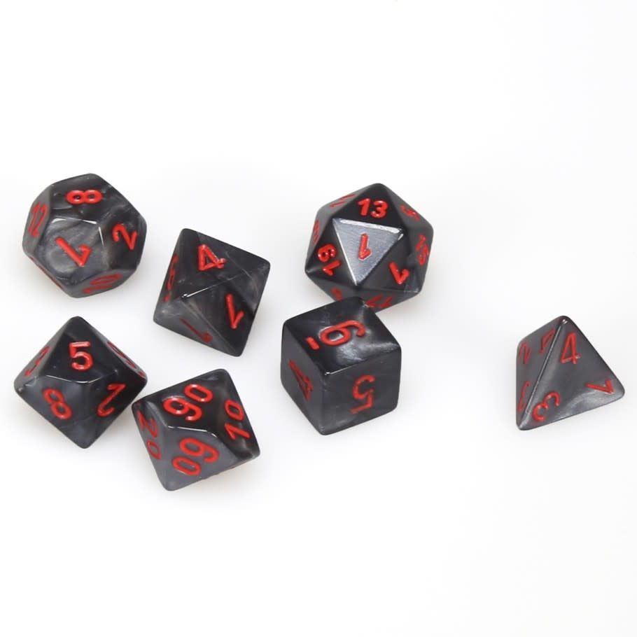 RPG Dice Set (7): Velvet Black with Red
