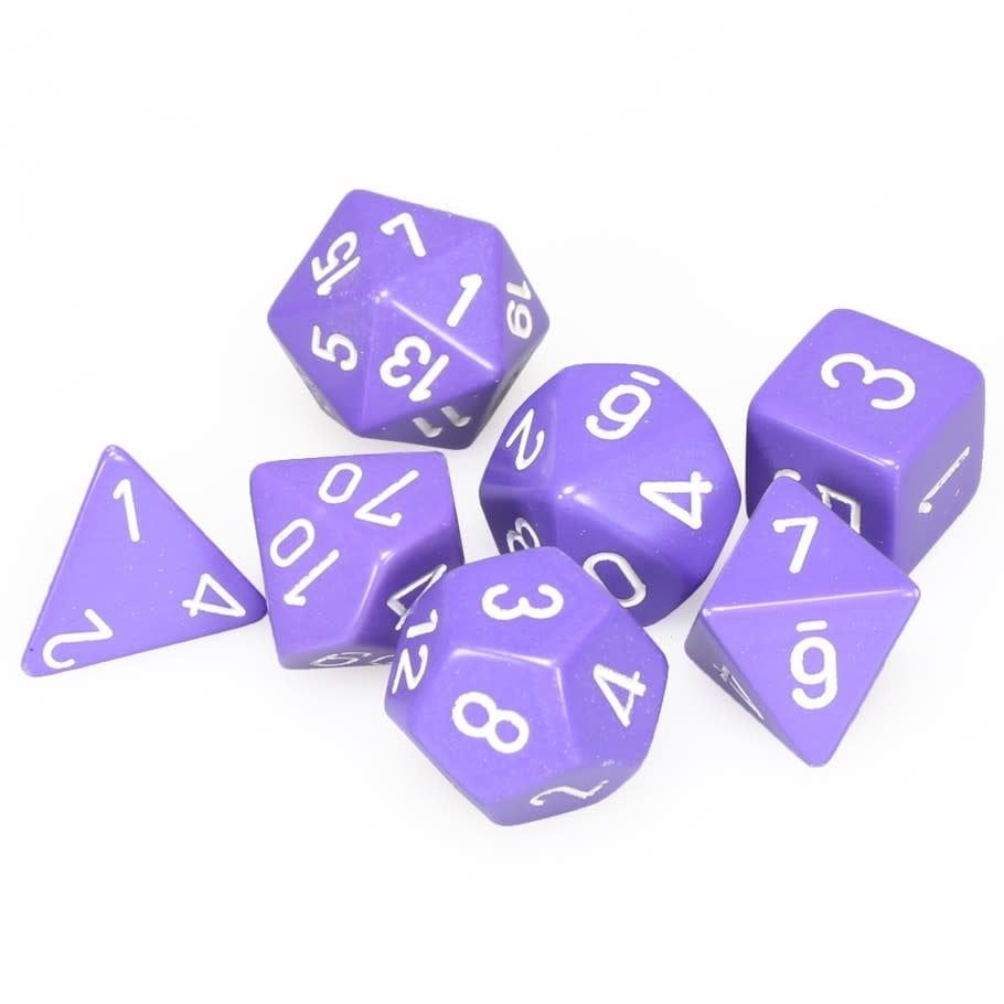 RPG Dice Set (7): Opaque Purple with White