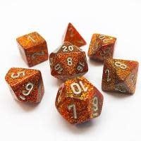 RPG Dice Set (7): Glitter Gold with Silver