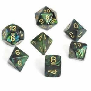 RPG Dice Set (7): Scarab: Poly Jade/Gold