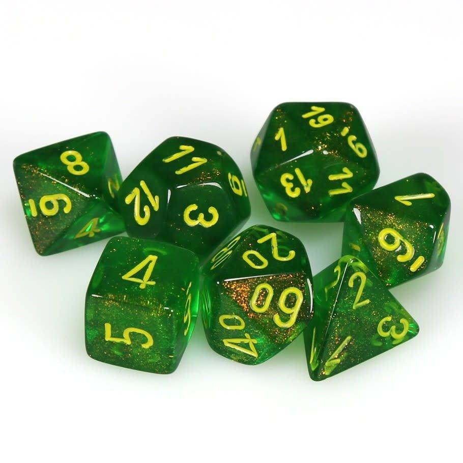RPG Dice Set (7): Maple Green w/ Yellow