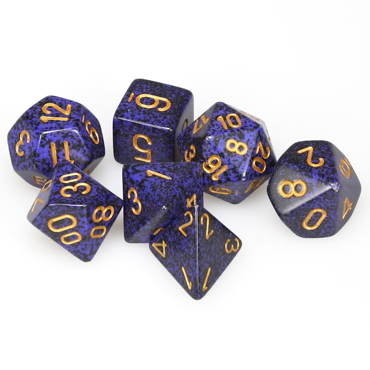 RPG Dice Set (7): Speckled Golden Cobalt
