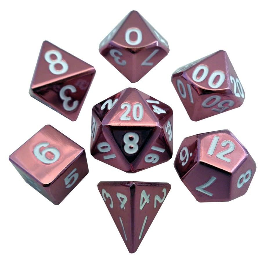 RPG Dice Set (7): Metal Pink Painted