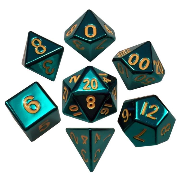 RPG Dice Set (7): Metal Turquoise Painted