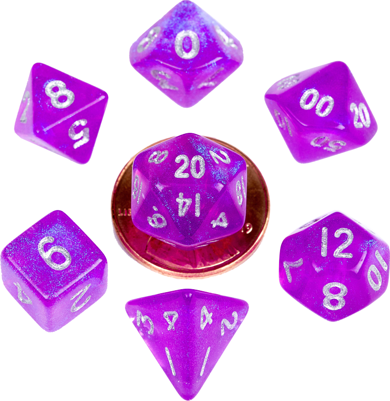 RPG Dice Set (7): Acrylic 16mm Poly Dice Set Stardust:Purple