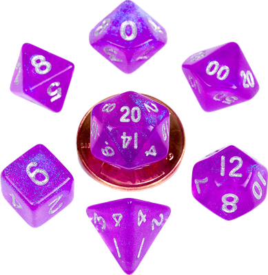 RPG Dice Set (7): Acrylic 16mm Poly Dice Set Stardust:Purple
