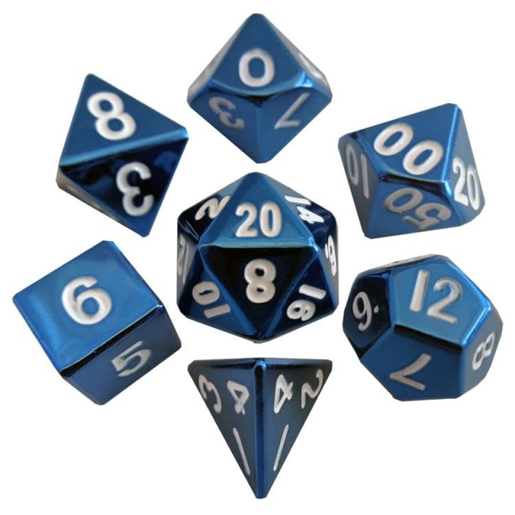 RPG Dice Set (7): Metal Blue Painted