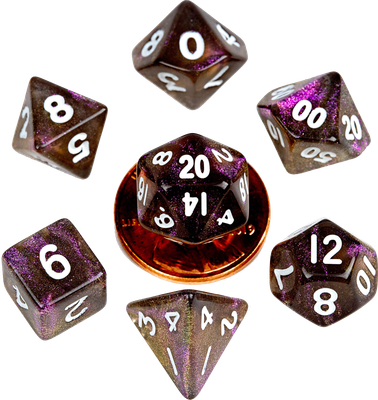 10mm Mini Dice Acrylic Polyhedral Set - Stardust Supervolcano