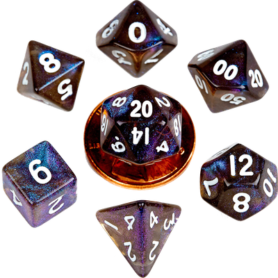 10mm Mini Dice Acrylic Polyhedral Set - Stardust Galaxy
