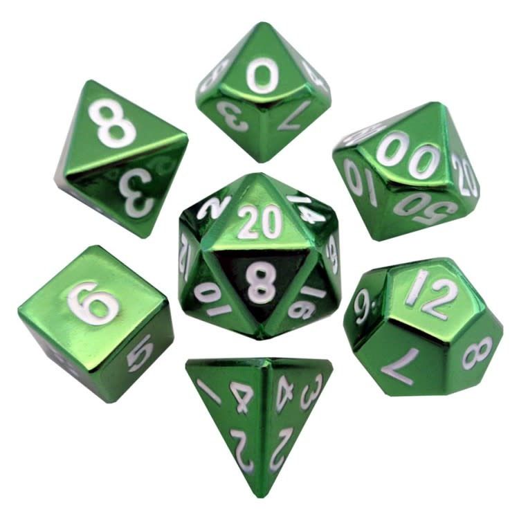 RPG Dice Set (7): Metal Green Painted