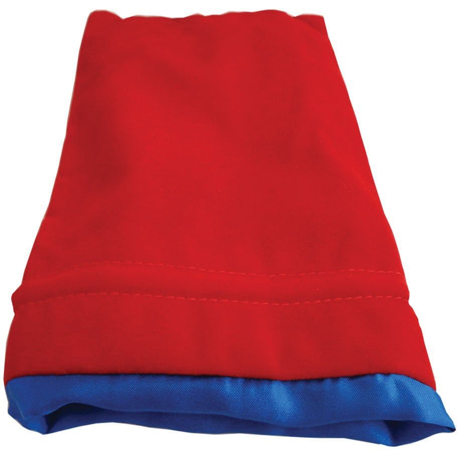 Dice Bag: 6in x 8in LARGE Red Velvet with Blue Satin Lining