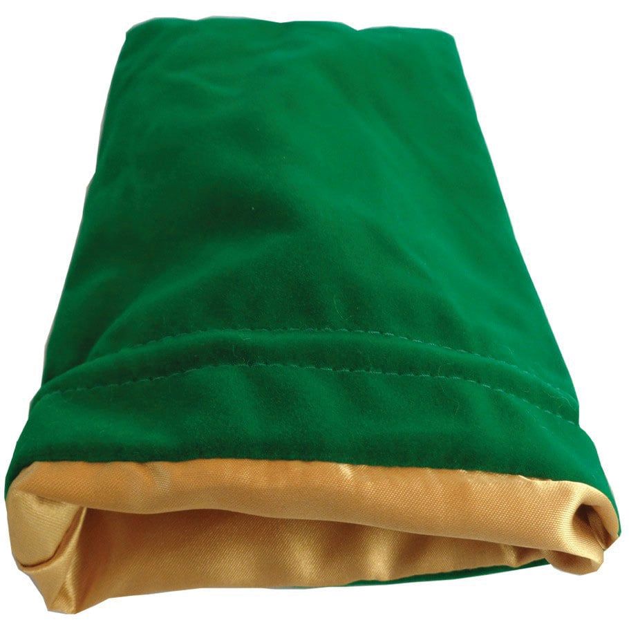 Dice Bag: 6in x 8in LARGE Green Velvet with Gold Satin Lining