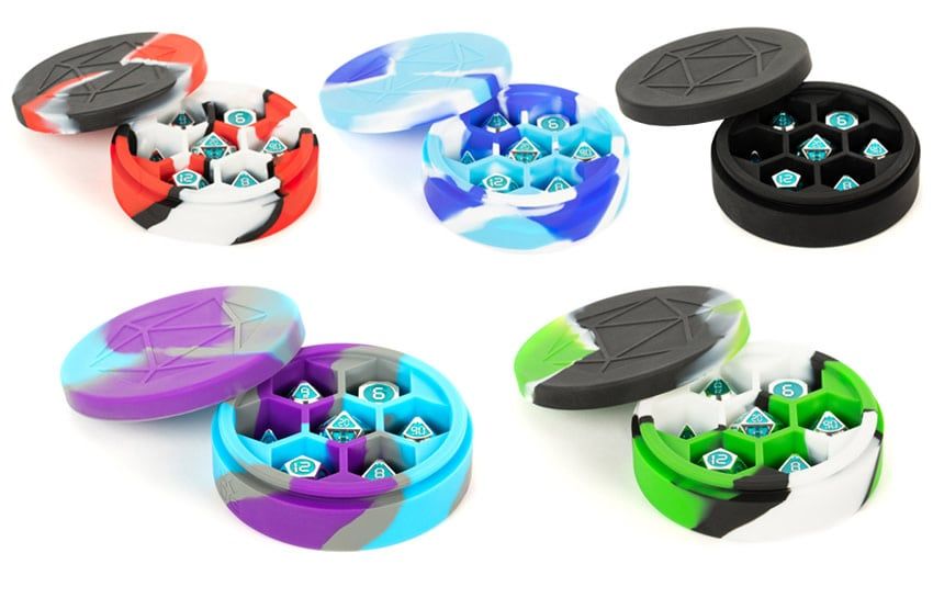 Silicone Round Dice Case: Blue/White/Light Blue
