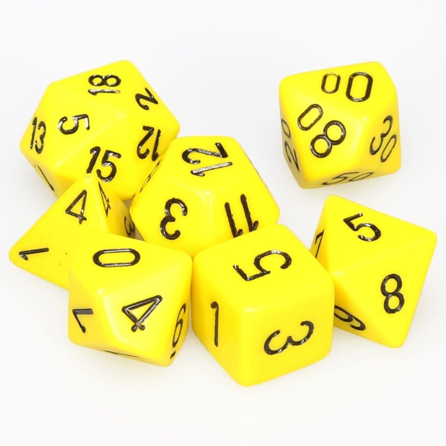 RPG Dice Set:7-Set Cube Opaque Yellow with Black