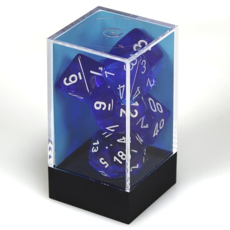 RPG Dice Set (7): Translucent Blue with White