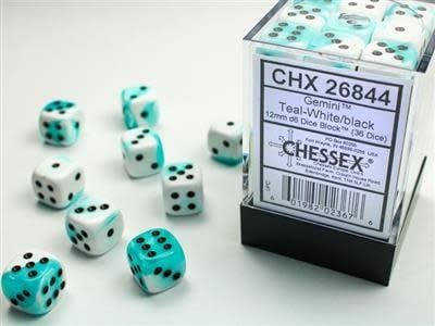 D6 (36): 12mm Gemini Teal-White/black
