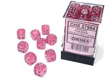 D6 (36): 12mm Borealis: Pink/silver Luminary