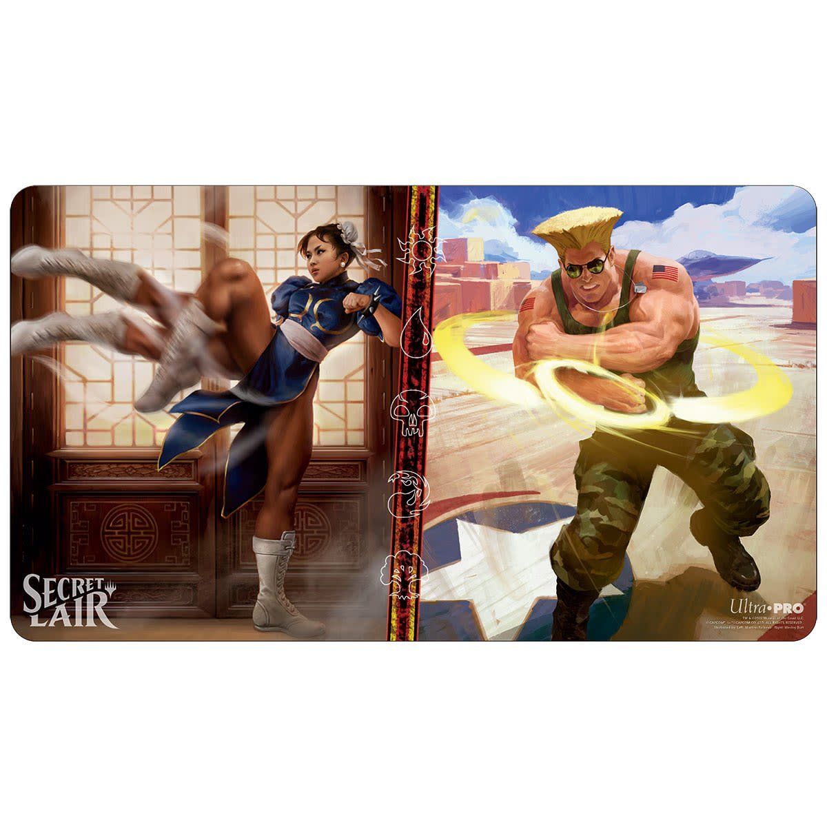 Magic the Gathering CCG: Secret Lair February 2022 Playmat featuring Chun-Li, Countless Kicks &amp; Guile, Sonic Soldier