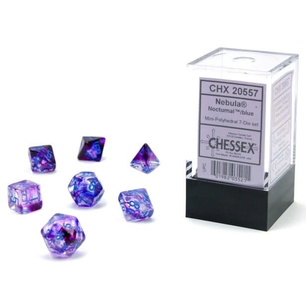 RPG Dice Set (7): MINI Luminary Nebula Nocturnal Blue Numbers