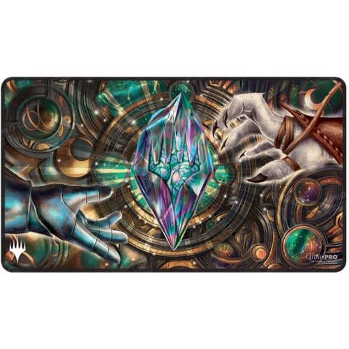 Magic the Gathering CCG: Dominaria United Black Stitched Playmat X - Planeswalker Symbol