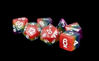 16mm Resin Polyhedral Dice Set - Red Pearl Swirl