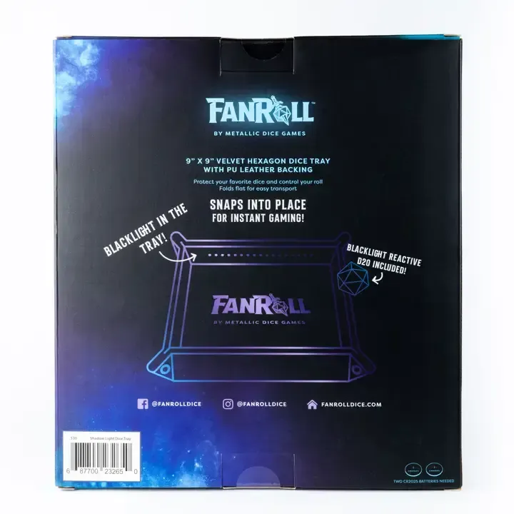 Shadow Light Blacklight Dice Tray with d20: Black