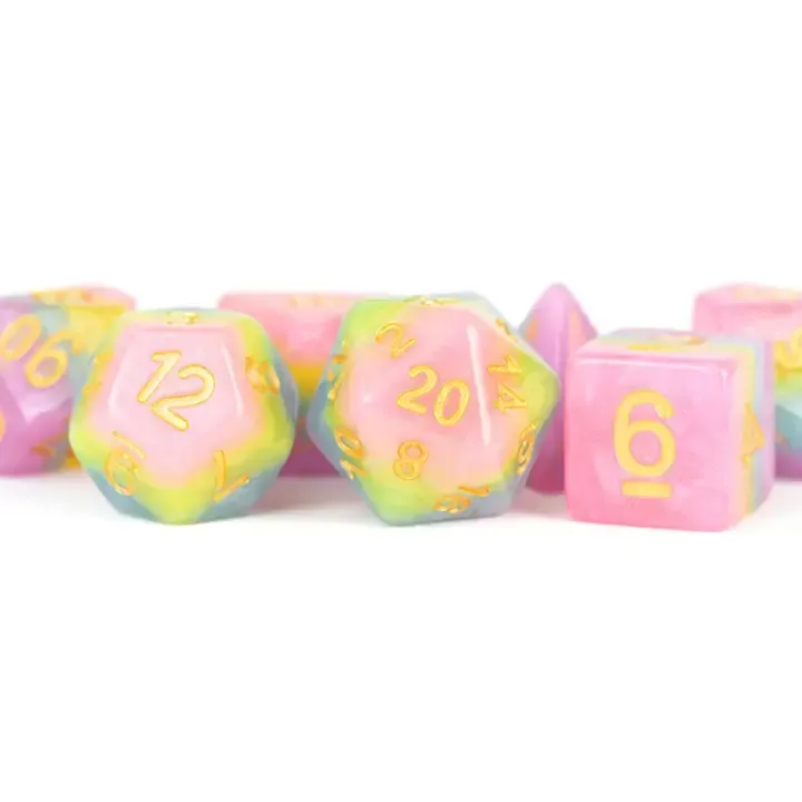 16mm Resin Polyhedral Dice Set - Pastel Fairy
