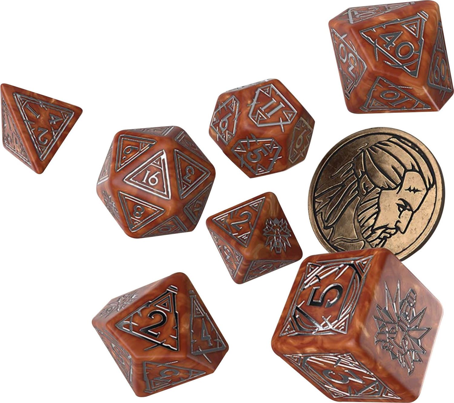 RPG Dice Set (7): The Witcher Dice Set: Geralt - The Monster Slayer (7 + coin)