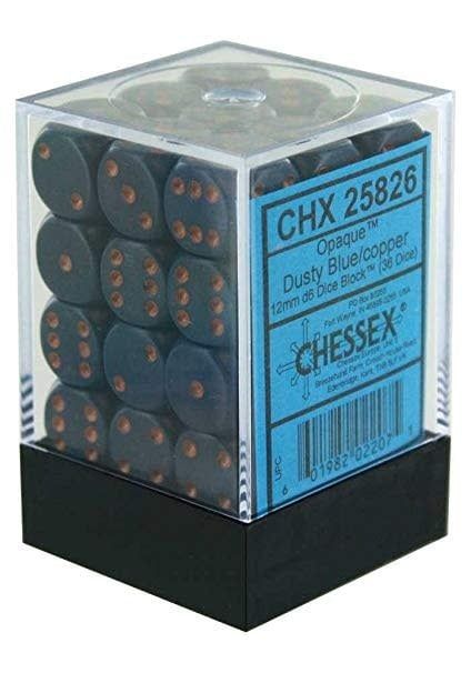 D6 (36): 12mm Opaque Dusty Blue/Copper