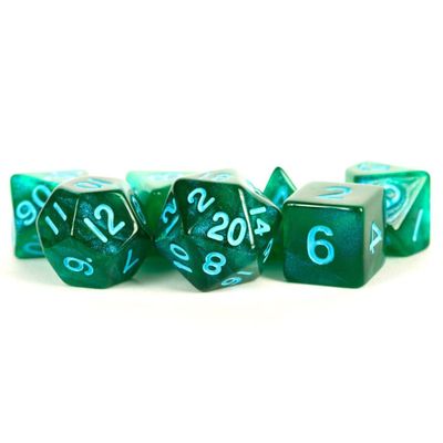 RPG Dice Set (7):  Stardust Green with Blue