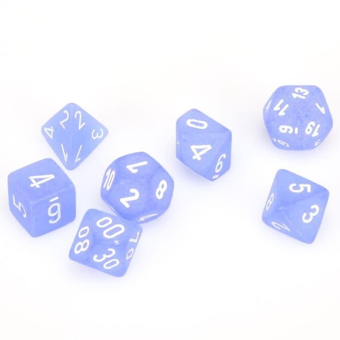 RPG Dice Set (7): Frosted Blue with White