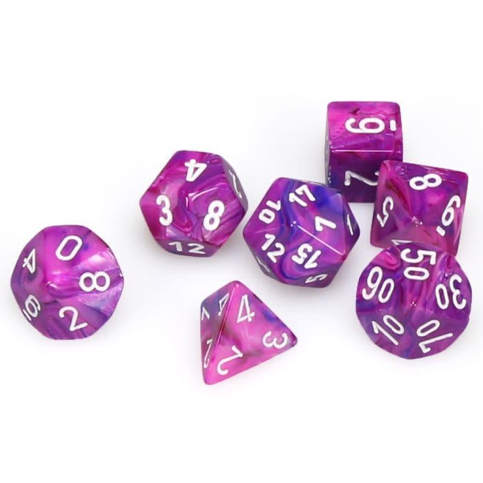 RPG Dice Set (7): Festive Violet and White
