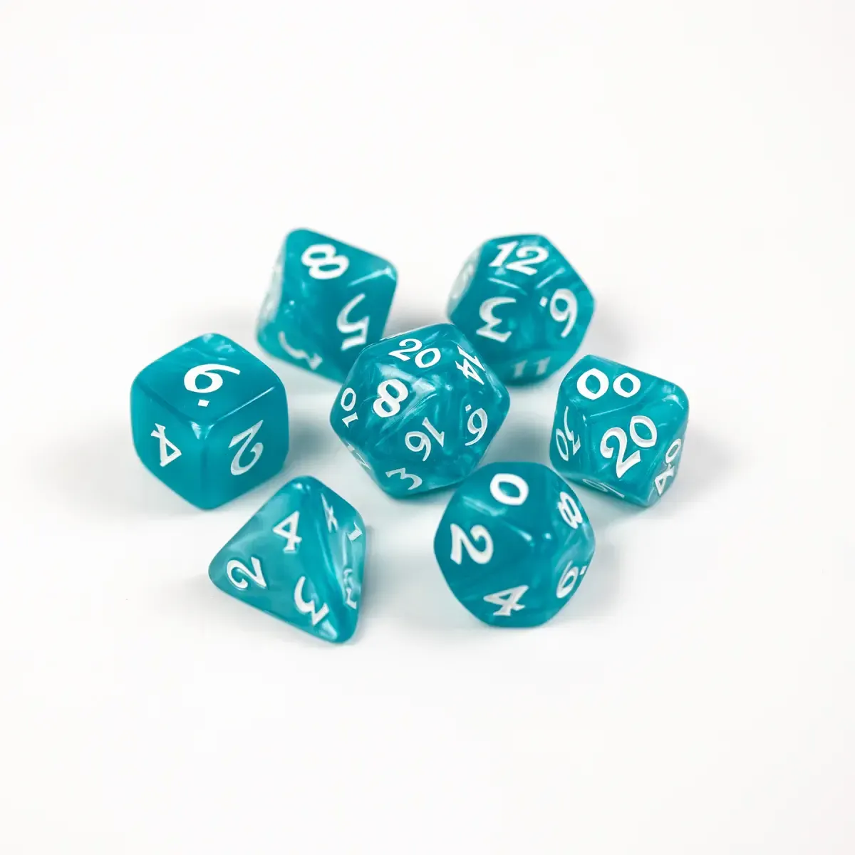 RPG Dice Set (7): Elessia Essentials - Teal with White