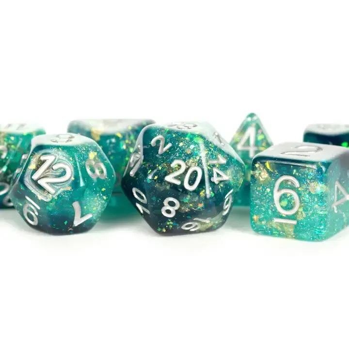 Colorful Eternal Resin Polyhedral Dnd Dice Set: Eternal Teal/Black